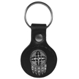 Leather Keychain - Shield & Feathers